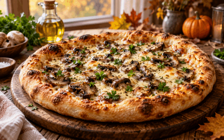 Con 4 passaggi la pizza ai funghi diventa dorata, profumata e pronta per la cena