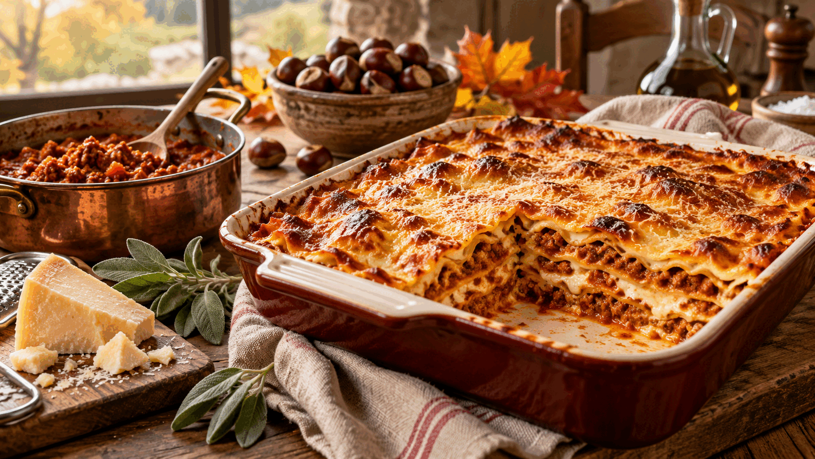Con il primo freddo d'ottobre tornano le lasagne alla bolognese sulla tavola della domenica