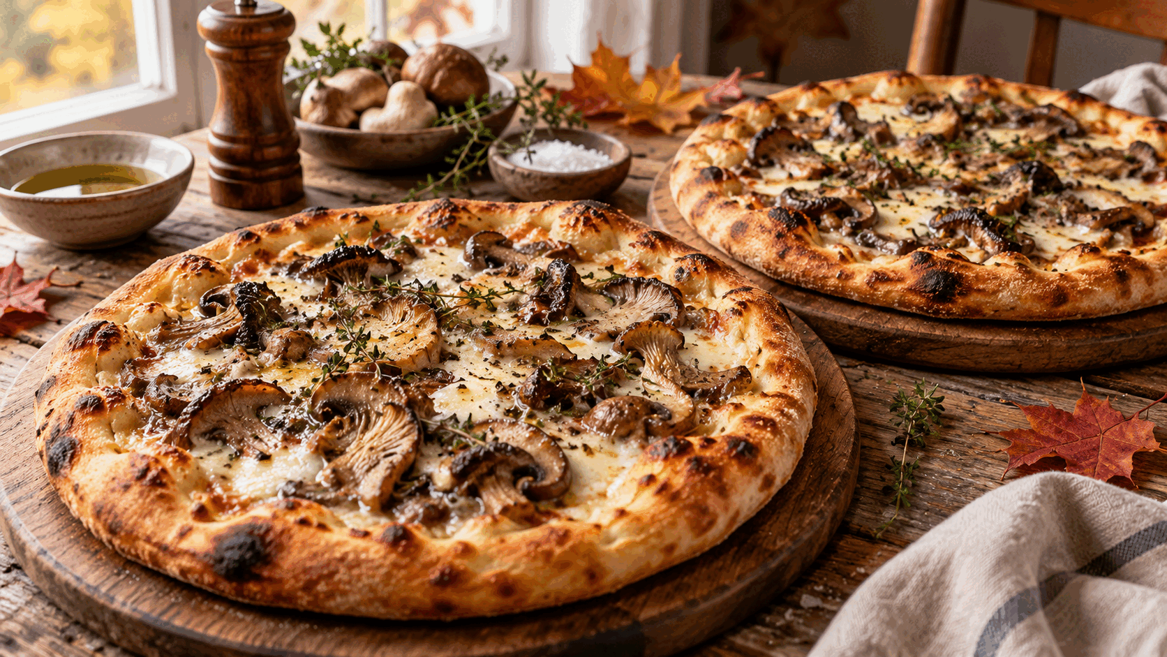 Croccante fuori e morbida al centro, questa pizza ai funghi è perfetta da condividere
