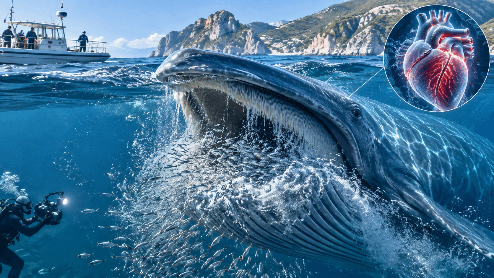La balenottera azzurra caccia in un modo impossibile: gli scienziati hanno scoperto il segreto del suo cuore