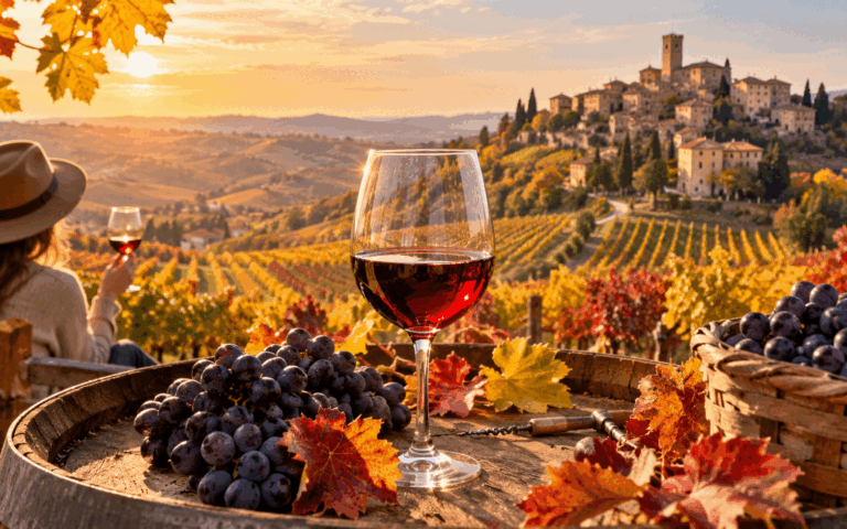 La più gustosa strada del vino in autunno attraversa le Langhe, tra vendemmia e borghi di pietra