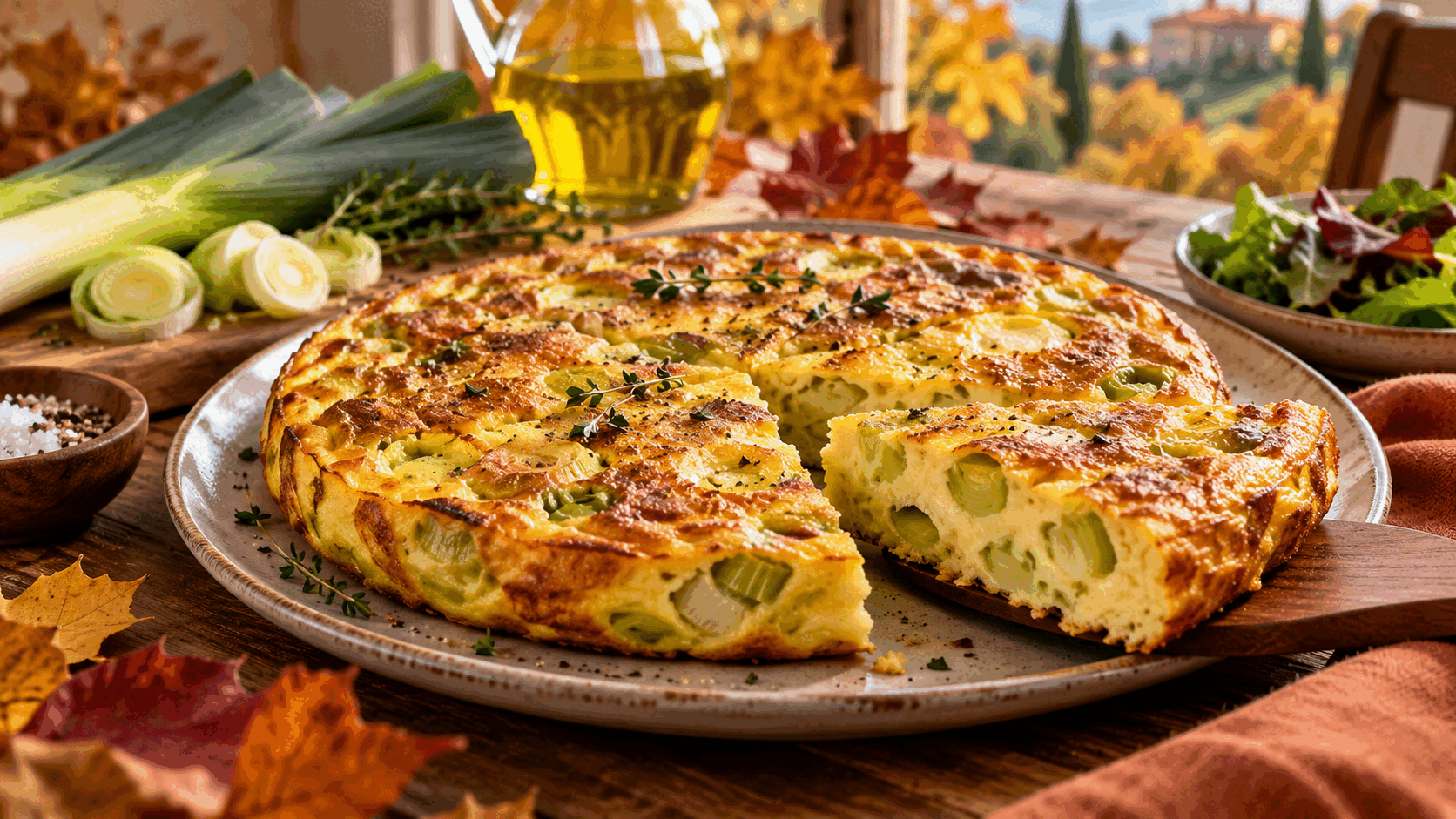 Questa frittata di porri, dorata e soffice, è la cena semplice che nessuno dimentica