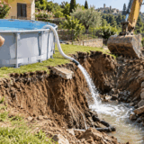 Svuota la piscina nel fosso senza pensarci: tre settimane dopo il terreno cede e serve un escavatore